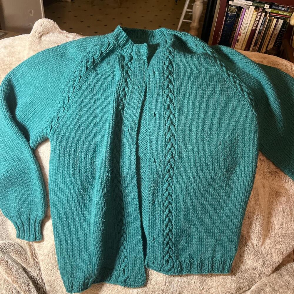 Y2K Plus Size Teal Knitwear Cardigan